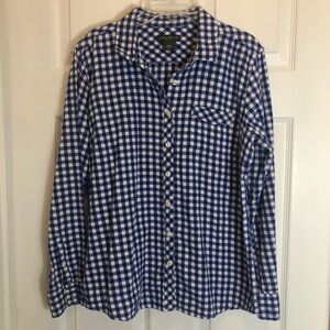 Eddie Bauer Long Sleeve Button Down Checkered Flannel Blouse  Size L